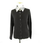 バーバリー ロンドン BURBERRY LONDON リブニットカーディガン シャツ 長袖 こげ茶 4 *A402 レディース