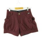 メゾピアノ mezzo piano ショートパンツ 千鳥格子 リボン 赤 黒 L *A827 キッズ