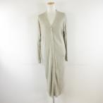 ユニクロ UNIQLO メリノブレンドリブVネックロングカーディガン 長袖 ベージュ M *A7 レディース