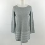  Cross плюс вязаный туника длинный рукав серый M *T245 женский 