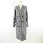 ショッピングzara ザラウーマン ZARA WOMAN チェスターコート ロング チェック 長袖 黒 グレージュ M *A230 レディース