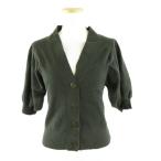 ショッピングzara ザラ ZARA ニットカーディガン リブ 七分袖 カーキ 緑 L *A334 レディース