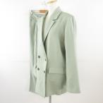  GU GU выставить двойной жакет длинные брюки зеленый XL *T563 женский 