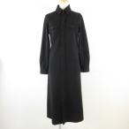 ラルフローレン RALPH LAUREN シャツワンピース 長袖 ロング 黒 L *T746 レディース