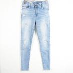  Big John Big John MML106K Nude leg обнаженный нога Denim брюки бахрома стрейч XS голубой маленький размер kz10030reti