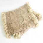  world вязаный шарф снуд muffler защита горла "neck warmer" мех кролика бежевый кабель плетеный kz13026 женский 