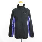  Puma PUMA 900747 жакет внешний длинный рукав Zip выше переключатель Logo обратная сторона ворсистый L черный × лиловый спорт одежда *EKM женский 