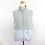  Nike NIKE лучший двусторонний Zip выше Logo нейлон флис с хлопком M серый / желтый спорт одежда *EKM женский 