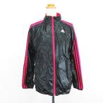  Adidas Wind брейкер длинный рукав Zip выше линия Logo обратная сторона ворсистый M черный × розовый спорт одежда *EKM женский 
