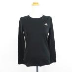  Adidas adidas футболка cut and sewn длинный рукав вырез лодочкой UV уход Logo S черный спорт одежда *EKM женский 