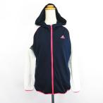  Adidas adidas джерси жакет длинный рукав капот Zip выше переключатель Logo L темно-синий × белый спорт одежда *EKM женский 