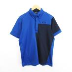  Oacley OAKLEY рубашка-поло короткий рукав кнопка down соотношение крыло Logo XL голубой × темно-синий Golf одежда *EKM мужской 