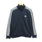 アディダス adidas ジャージ トラックジャケット 長袖 ジップアップ ライン ロゴ L ネイビー サッカーウェア ※EKM メンズ レディース