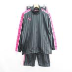  Puma выставить верх и низ джерси длинный рукав длинный длина тень полоса Logo сверху S~M внизу M серый × розовый спорт одежда *EKM мужской 