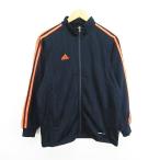  Adidas джерси жакет длинный рукав Zip выше тень полоса линия Logo 160 темно-синий × orange спорт одежда *EKM Kids 