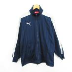  Puma PUMA джерси жакет длинный рукав Zip выше тень полоса Logo SS темно-синий × серый спорт одежда *EKM мужской 