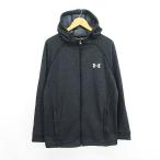  Under Armor 1295921 жакет тренировочный длинный рукав капот Zip выше холодный механизм Logo XL черный спорт одежда *EKM мужской 