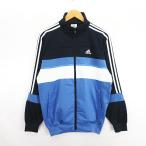  Adidas джерси жакет длинный рукав Zip выше линия Logo обратная сторона ворсистый M голубой × темно-синий × белый спорт одежда *EKM мужской 