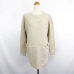  не использовался товар Earth Music &amp; экология вязаный туника длинный рукав круглый вырез b-kre- шерсть . альпака .F бежевый *EKM женский 