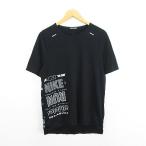  Nike NIKE RUNNING футболка cut and sewn короткий рукав вырез лодочкой Logo Британия знак L черный спорт одежда *EKM мужской 