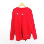  не использовался товар Descente DESCENTE футболка cut and sewn длинный рукав вырез лодочкой Z красный Baseball одежда *EKM мужской 