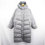 ショッピングベンチコート アディダス adidas ベンチコート ダウンコート 長袖 フード ジップアップ ロング丈 ライン ロゴ L グレー スポーツウェア ※EKM メンズ