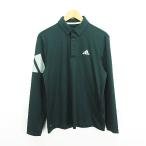  Adidas adidas HG8306 рубашка-поло длинный рукав кнопка down большой Logo стрейч M зеленый Golf одежда *EKM мужской 