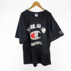ブラックアイパッチ THE BLACK EYE PATCH チャンピオン CHAMPION リバースウィーブ Tシャツ 半袖 取扱注意 ロゴ プリント 紺 ネイビー XL