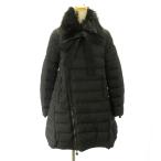 ショッピングMONCLER モンクレール MONCLER ×SACAI MAYUKO ダウンコート リボン ラクーンファー ロゴ ワッペン 黒 ブラック 00 約XS レディース