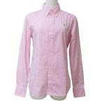 ラルフローレン RALPH LAUREN ポニー刺繍 ストライプ ボタンダウン シャツ 長袖 スリムフィット 9 M相当 ピンク ホワイト IBO63 X