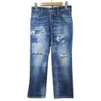 ディースクエアード DSQUARED2 Caten ダメージデニム パンツ ジーンズ 小さいサイズ リペア加工 ペイント ボタンフライ 34 XS相当 ☆AA★