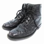 プラダ PRADA ショートブーツ レーズアップ ウイングチップ 黒 ブラック /AE ●ECO メンズ