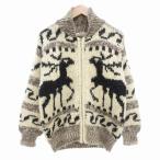 メディクラブ MADY CLUB 90s 00s カウチンニットジャケット ノルディック柄 フルジップ M ベージュ /AE ■STK メンズ