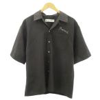 マルニ MARNI 近年 トロピカルウール ボーリングシャツ ロゴ刺しゅう 半袖 茶 ブラウン 44 約S ☆AA★ メンズ