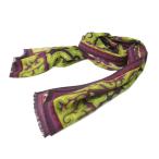 未使用品 エトロ ETRO スカーフ ストール 総柄 ウール シルク混 紫 黄 パープル イエロー 1029 STK レディース