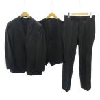 ショッピングカルバンクライン カルバンクライン CALVIN KLEIN 美品 3ピース スーツ セットアップ ジャケット ベスト パンツ ストライプ 36 黒 ブラック メンズ
