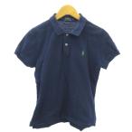 ポロ ラルフローレン POLO RALPH LAUREN 美品 THE SKINNY POLO ポロシャツ ポニー ロゴ 刺繍 半袖 L 紺 ネイビー 0203 レディース