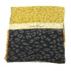 サルヴァトーレフェラガモ Salvatore Ferragamo 美品 スカーフ レオパード柄 ストライプ ロゴ プリント 絹 シルク マルチカラー