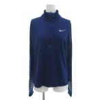  Nike NIKE dry Fit окантовка спортивная одежда tops джерси M темно-синий темно-синий длинный рукав окантовка рисунок половина Zip /TQ женский 