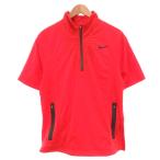  Nike NIKE Golf L красный красный короткий рукав воротник-стойка половина Zip Zip карман /SC мужской 