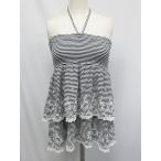  б/у Kumikyoku KUMIKYOKU окантовка tube top ho ruta- вышивка темно-синий 2 женский [bektoru б/у одежда ]