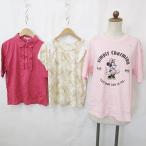 未使用品 ユニクロ UNIQLO ESSEME CLEF DE SOL カットソー 3枚セット Tシャツ 半袖 ミニー シャツ ブラウス 総柄 ピンク アイボリー L