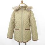  не использовался товар крокодил CROCODILE пальто с хлопком пальто стеганое полотно воротник-стойка капот мех Zip выше Brown чай M