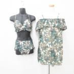  не использовался товар купальный костюм раздельный бикини Cami kini3 позиций комплект оборка цветочный принт бабочка рисунок зеленый бежевый Brown черный M женский 
