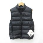 未使用品 モンベル Montbell アウトドア ウエア ベスト ダウンベスト ジップアップ スタンドカラー 別布 ドローコード ナイロン ブラック M