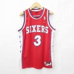  Nike NIKE NBA SIXERS IVERSON корзина спортивная одежда игра рубашка майка Vintage красный белый синий красный белый голубой L