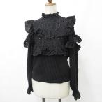ショッピングzara ザラ ZARA ニット セーター 長袖 異素材切替 レース フリル 黒 ブラック S レディース