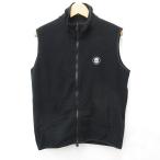 ハイドロゲン HYDROGEN ベスト フリース ジップアップ スタンドカラー 刺繍 テープ 黒 ブラック S メンズ