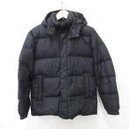 ユニクロ UNIQLO コート ダウンコート ジップアップ 比翼 スタンドカラー フード ナイロン 黒 ブラック L メンズ