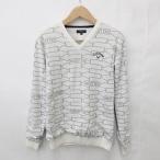  Callaway CALLAWAY Golf спортивная одежда вязаный свитер длинный рукав V шея общий рисунок обратная сторона имеется тепловое хранение белый серый белый LL мужской 